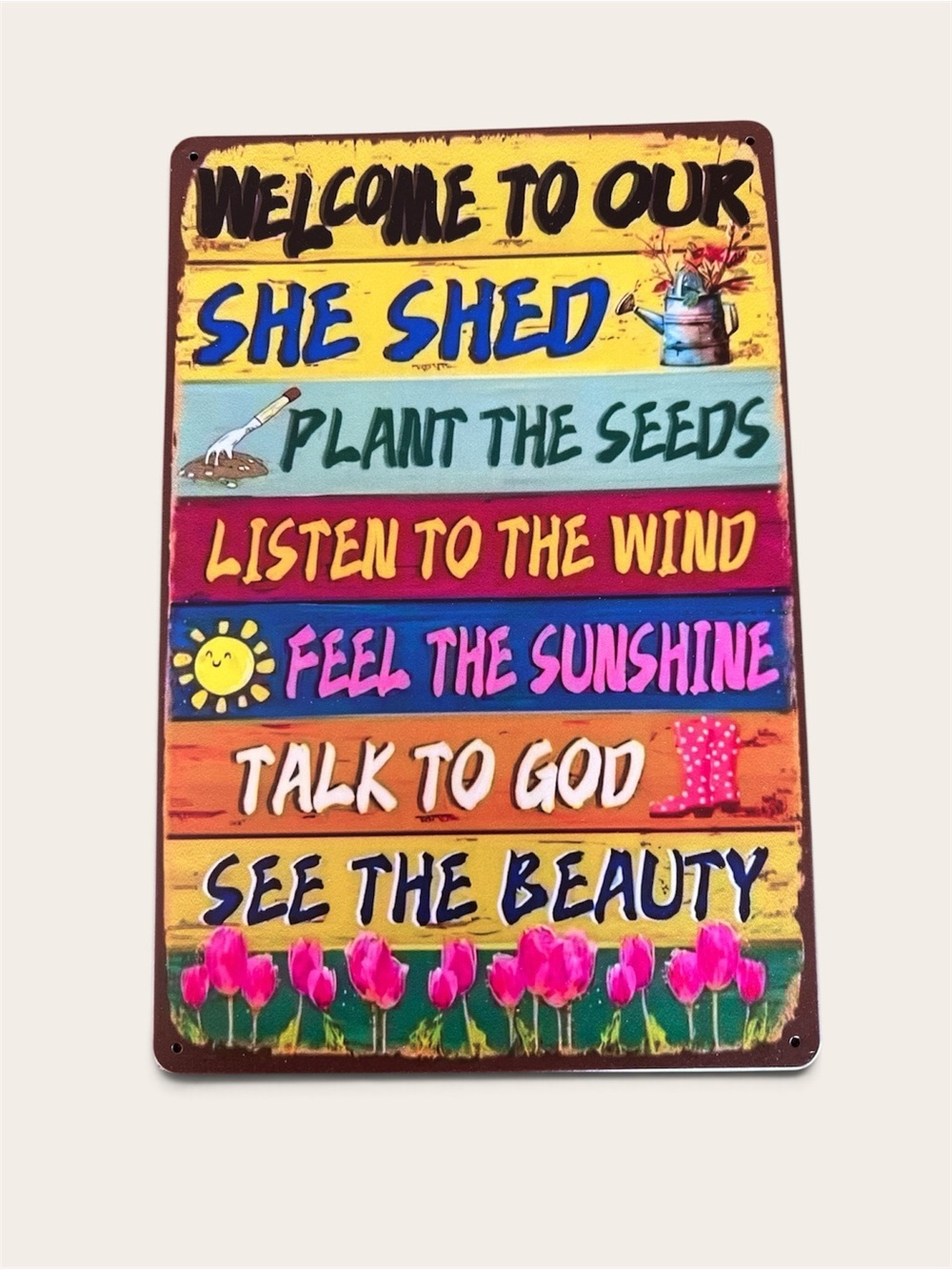 Welcome to Our She Shed Decorative Garden Sign - Multicolor